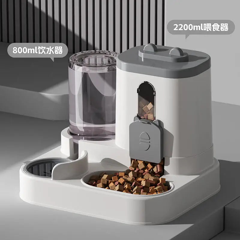 Automatic Dog & Cat Feeder & Waterer Set – Gravity Pet Food & Water Dispenser