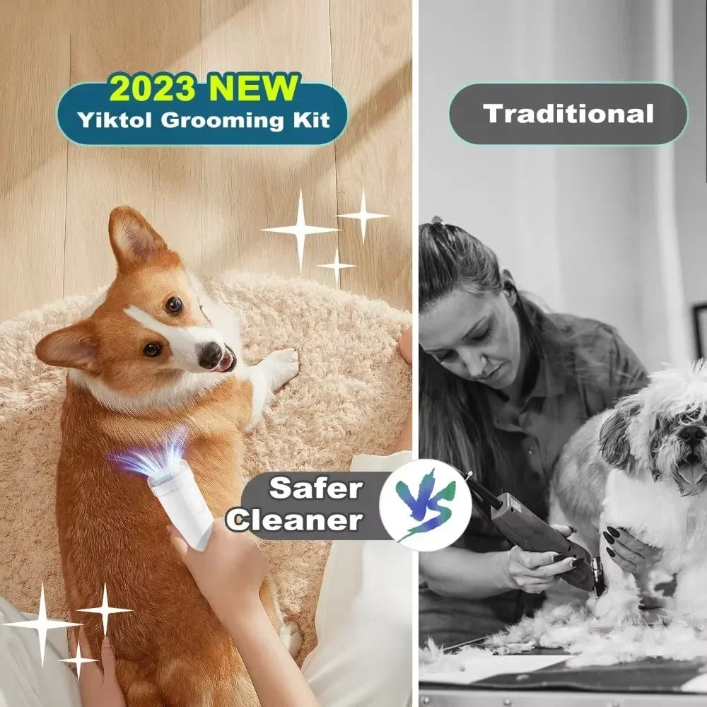 5-in-1 Dog Grooming Kit with Vacuum Suction – Low-Noise Pet Hair Remover for Dogs & Cats