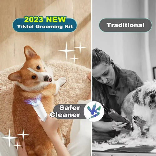 5-in-1 Dog Grooming Kit with Vacuum Suction – Low-Noise Pet Hair Remover for Dogs & Cats