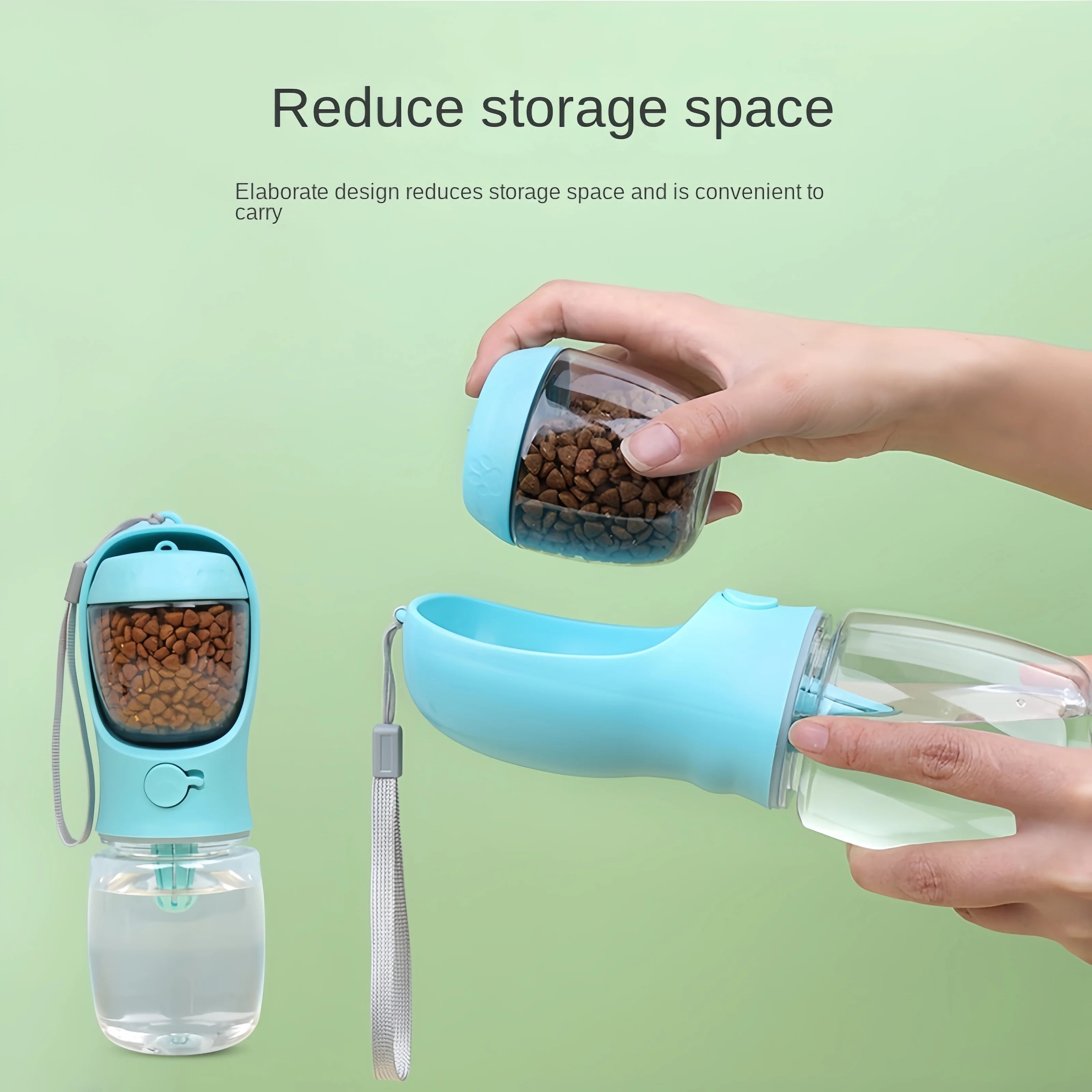 2-in-1 Portable Dog & Cat Water Bottle with Food Storage – Travel Pet Feeder Bowl