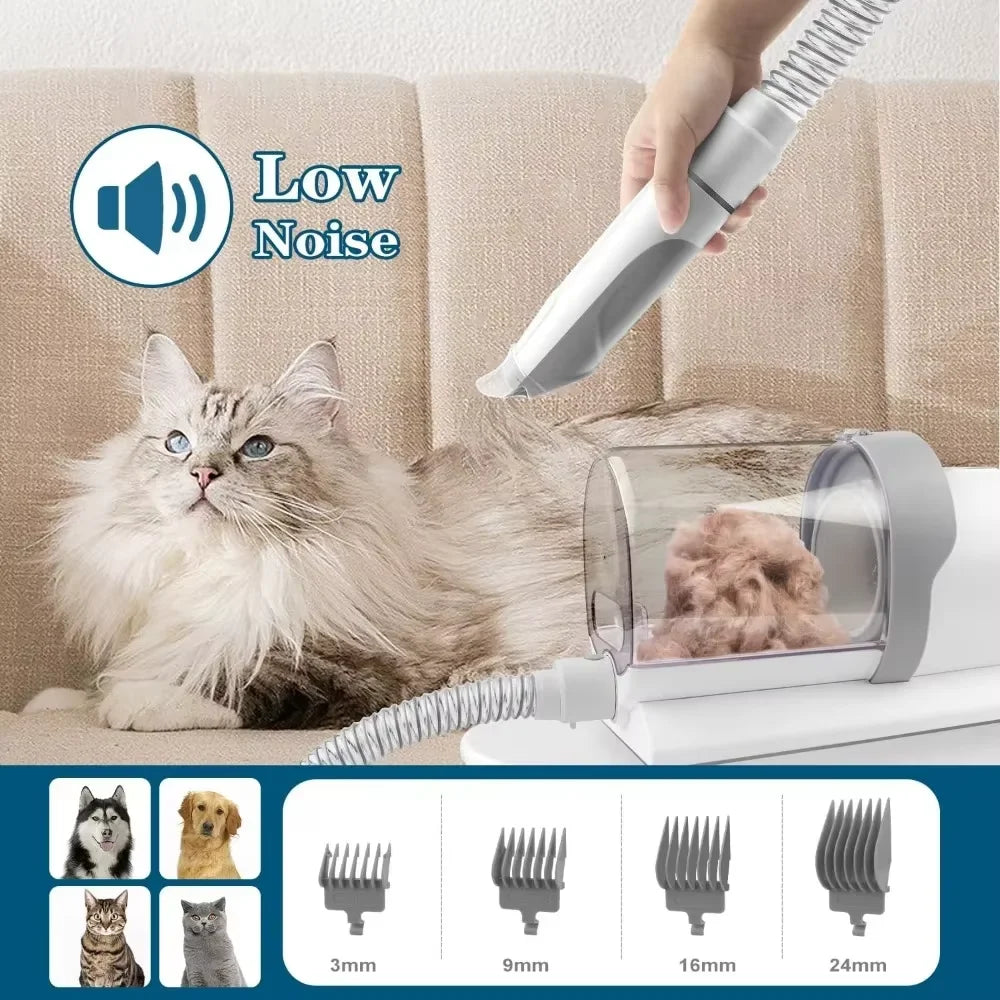 5-in-1 Dog Grooming Kit with Vacuum Suction – Low-Noise Pet Hair Remover for Dogs & Cats