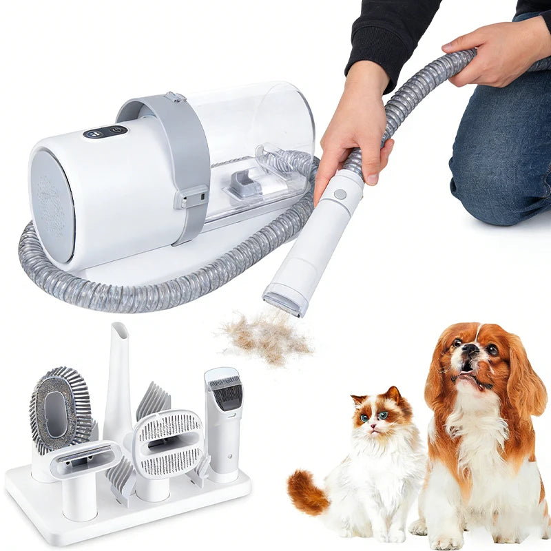 5-in-1 Dog Grooming Kit with Vacuum Suction – Low-Noise Pet Hair Remover for Dogs & Cats