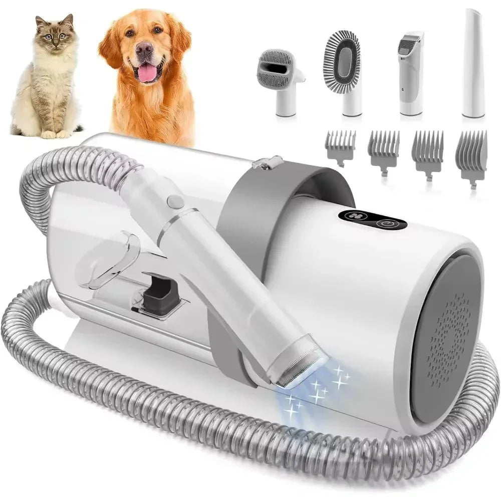 5-in-1 Dog Grooming Kit with Vacuum Suction – Low-Noise Pet Hair Remover for Dogs & Cats