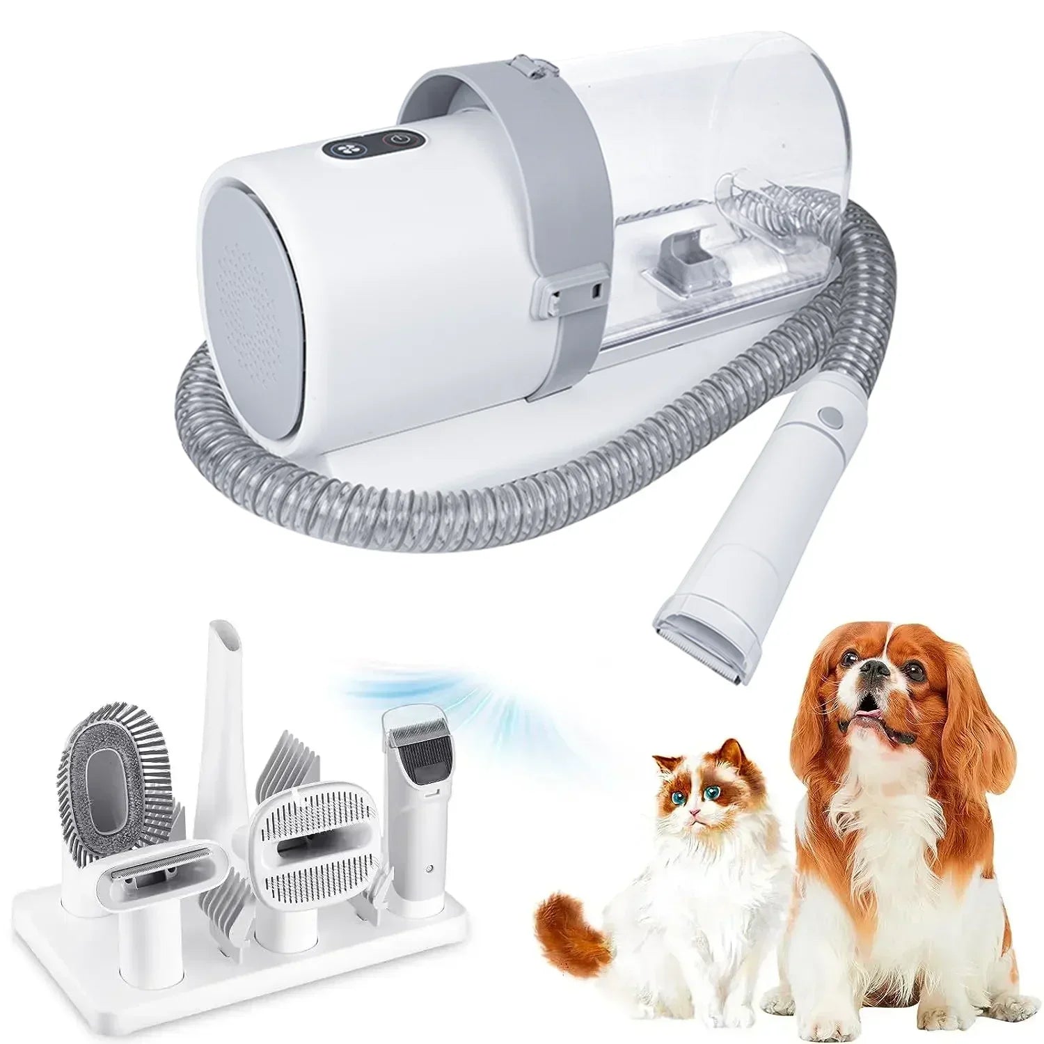 5-in-1 Dog Grooming Kit with Vacuum Suction – Low-Noise Pet Hair Remover for Dogs & Cats