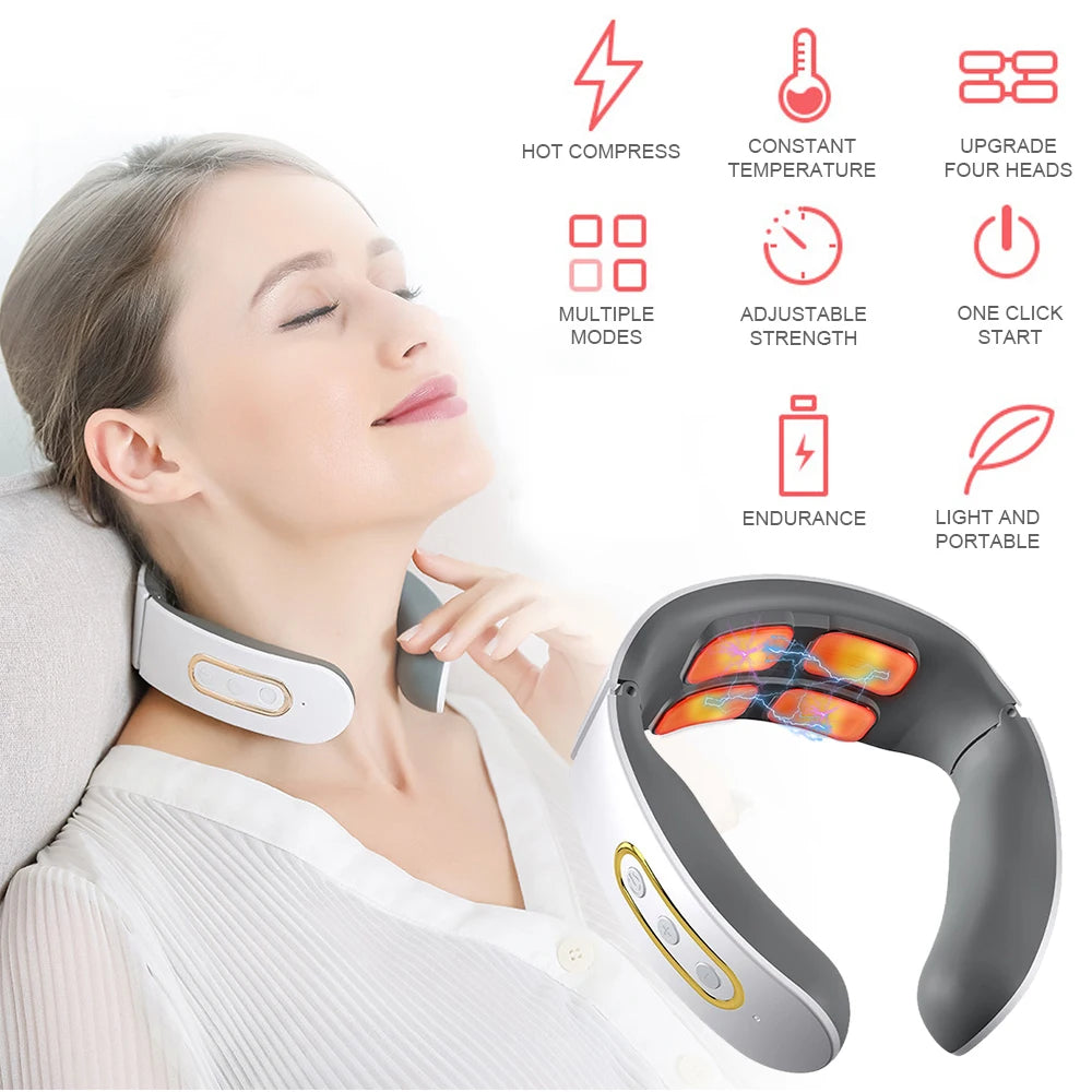Electric Neck & Shoulder Massager – 4-Head TENS Pulse Pain Relief